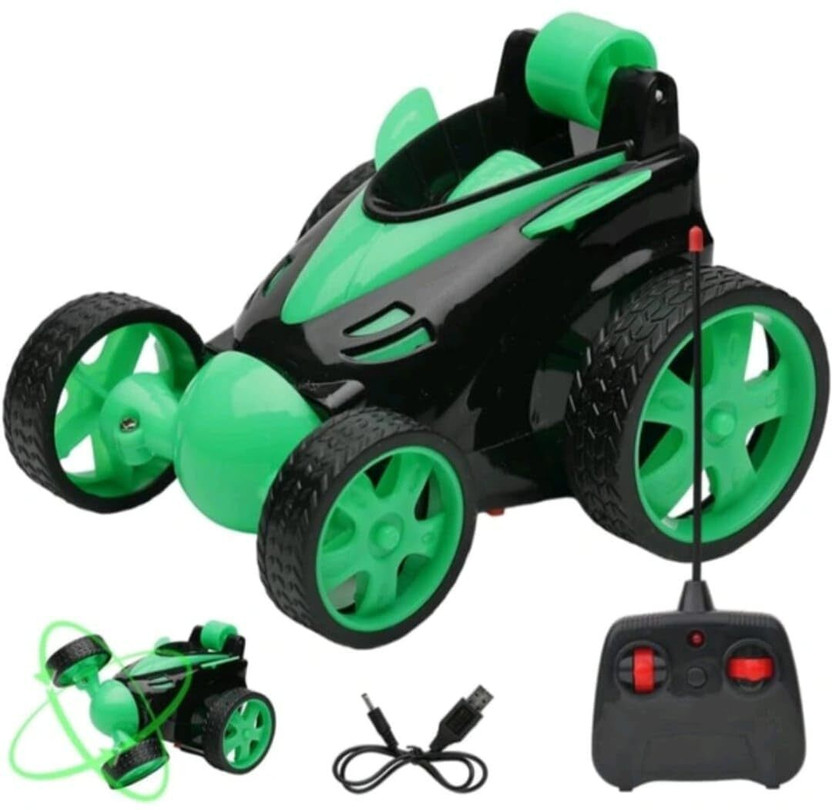 Norexa High Speed RC Stunt Car with 360 Degree Spin and LED Action Wheels(Multicolor)