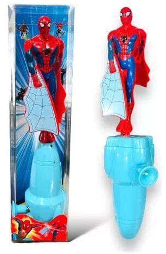 zeora Spider-Man Flying Action Figure Toy, Pull-String Launch, Indoor Outdoor Play(Red)