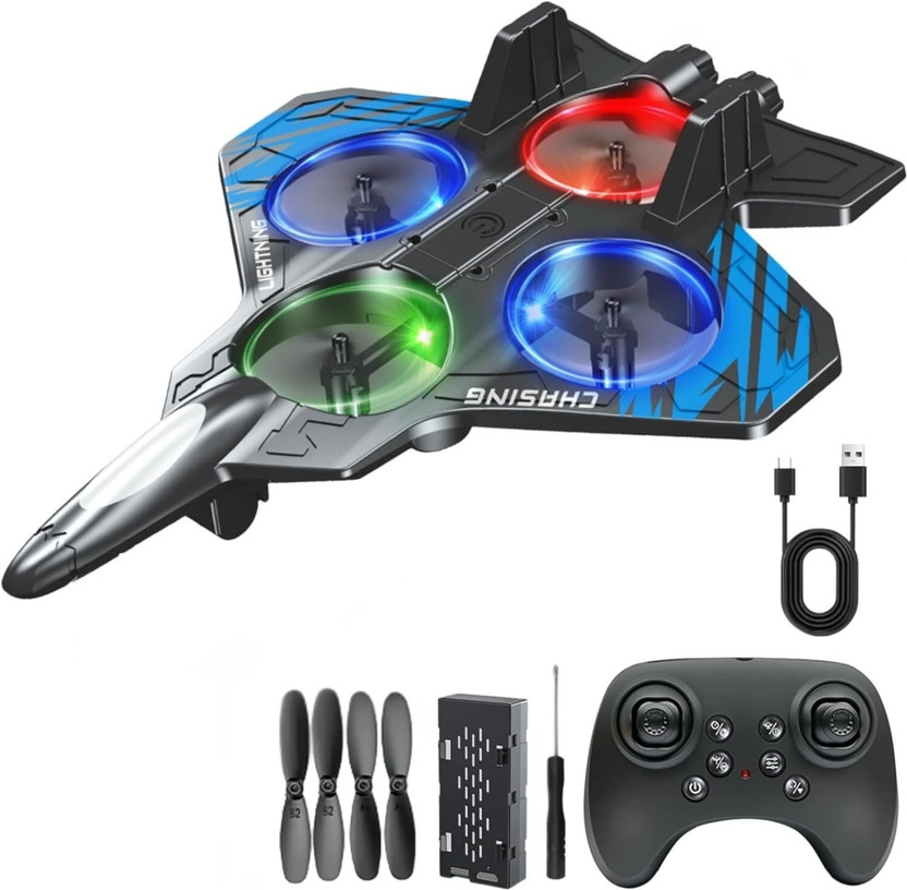 DRSL Remote Control Airplane Toy for Kids & Adults LED Lights Indoor/Outdoor Fun(Multicolor)