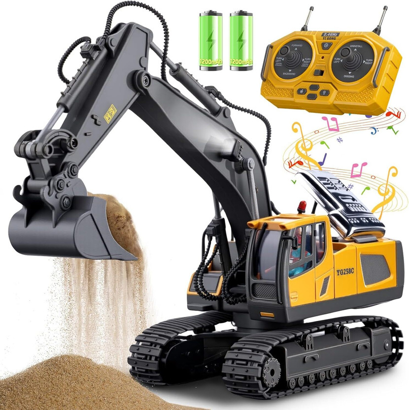 ToyBillity PRO RC Metal Excavator 1/20 Scale jcb 11CH 2.4GHz 360|Light&sound)(Yellow)