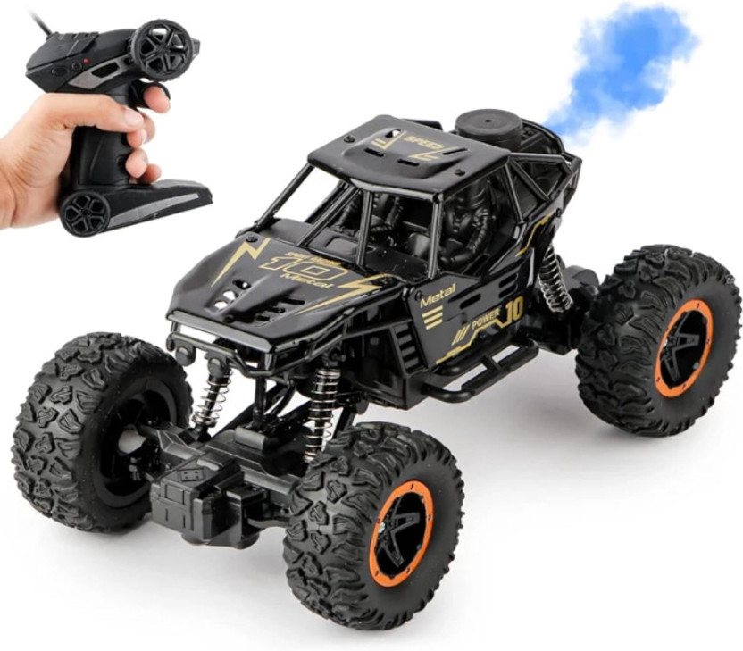 RNAV Remote Control RC Rock Crawler Car Toy 2 WD for Kids with Smoke Effect(Black)