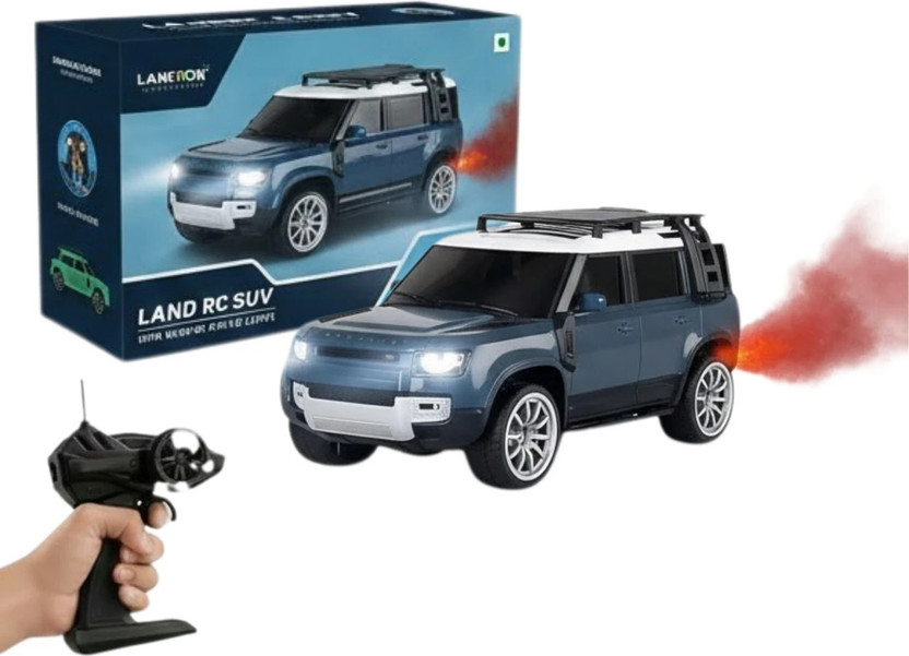 JoyAura Remote Control SUV Defender Car with Headlight ,Tail Light, Smoke (Rechargeable)(Blue)