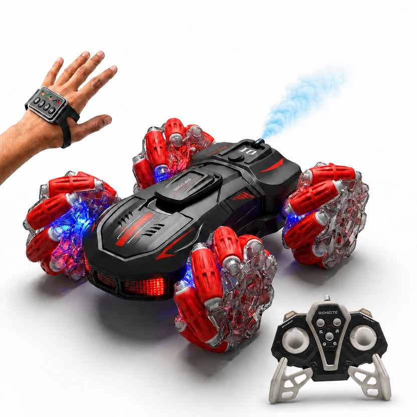 ZUNBELLA 4WD RC Stunt Car 360 Degree Rotating Dual Sided Climbing With Smoke Effect(Multicolor)