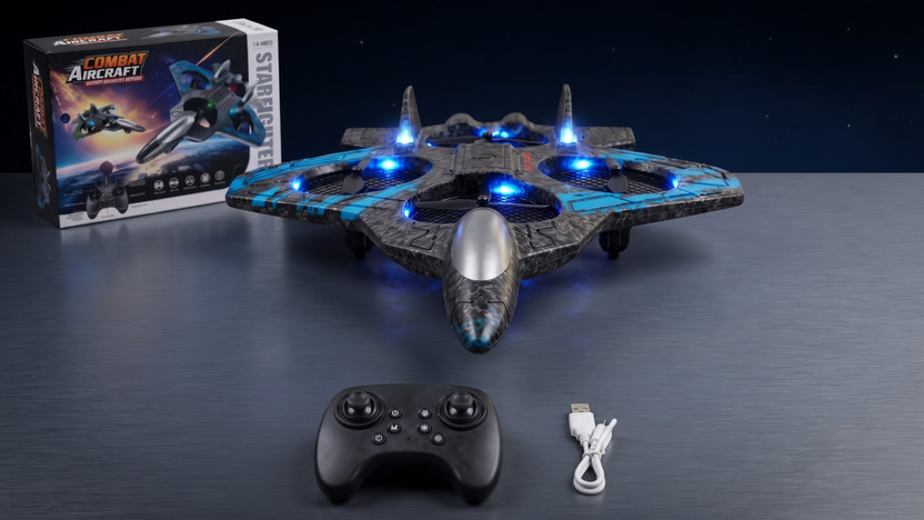 VIYOME EPP Foam RC Combat Aircraft Stunt Fighter Jet with LED Lights for Boys(Multicolor)