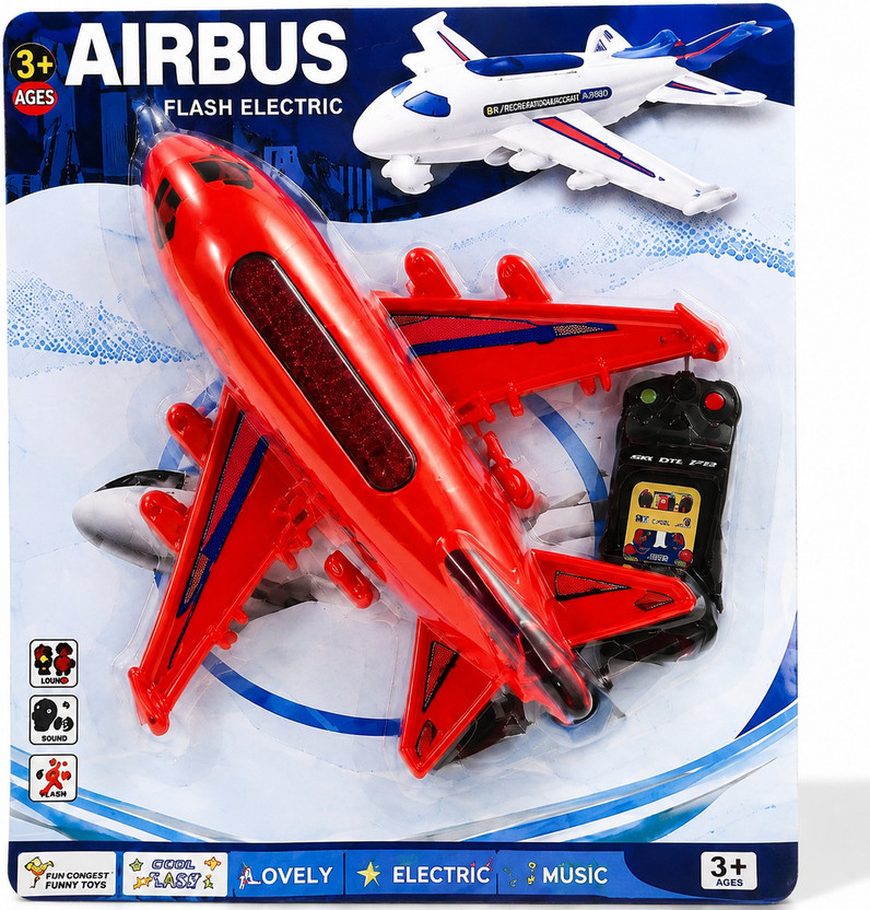 ToysNus Airplane with Light & Music Battery Operated Aeroplane Toy with Remote(Red)
