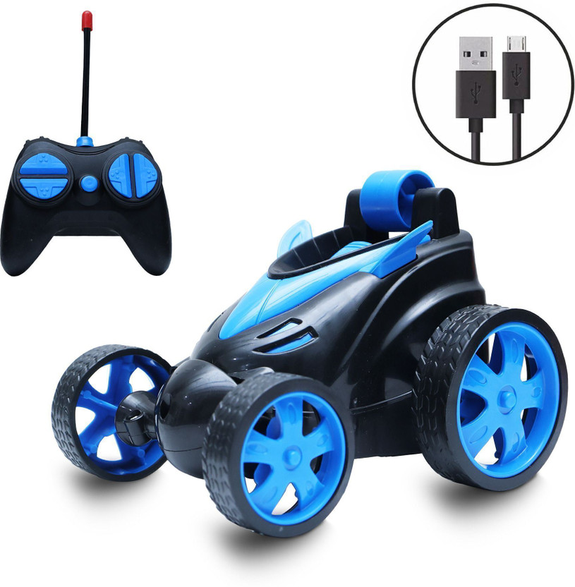 Wonder Stunt_Flip_Rotating & Rolling RC Car for Kids Flexible Turning__FK2(Blue::Black)