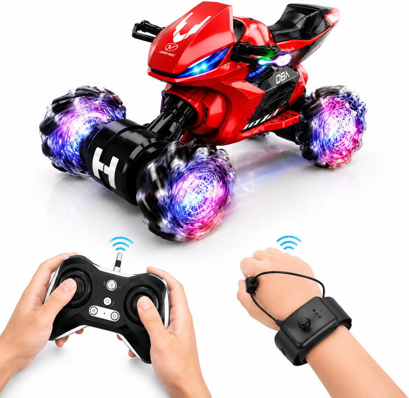 PAPASpace PAPASpace ATV RC Drift Bike 360° Rotation Remote & Watch Control LED Wheels Music Fun(Multicolor) - Flipkart Deal