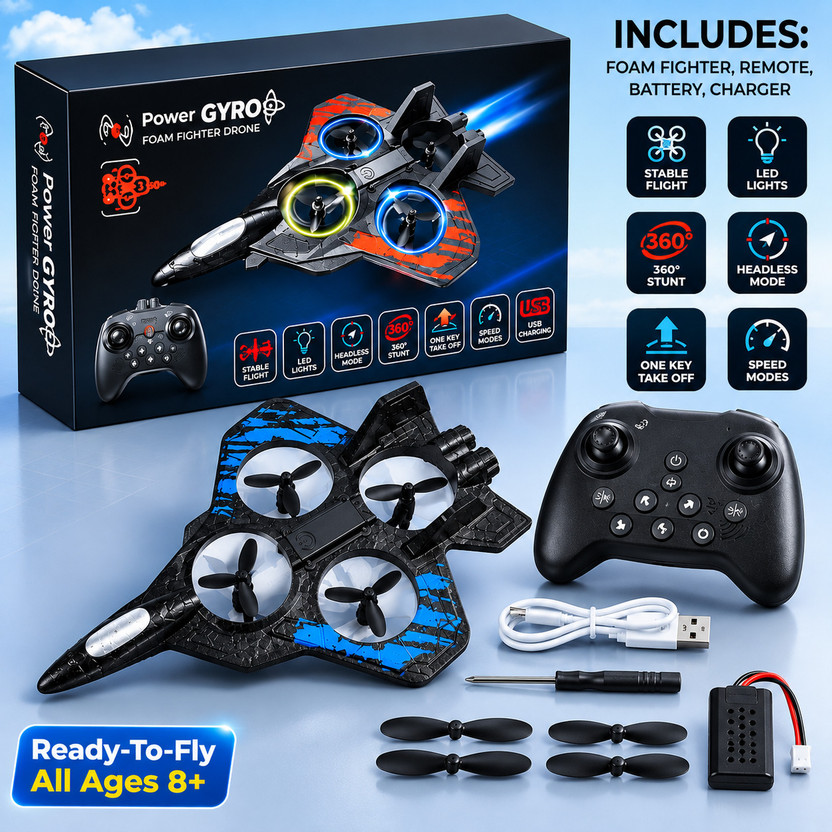 Happy Happy Smile Box X25 Power Propeller GYRO Fighter Aircraft (Rolls 360) Flights(Multicolur) - Flipkart Deal