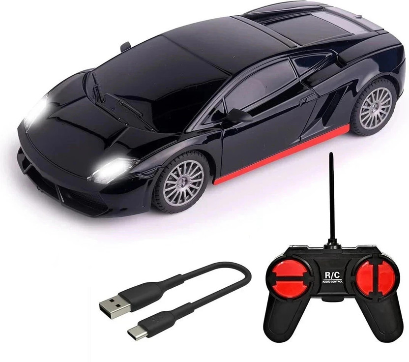 Wembley High Speed Mini 1:24 Scale Rechargeable Remote Control car with Lithium Battery(Black and Orange)