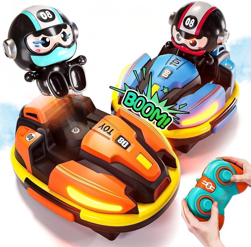 shirly 2 Player RC Bumper Cars Battle Toy with Eject Driver & Lights(Multicolor)