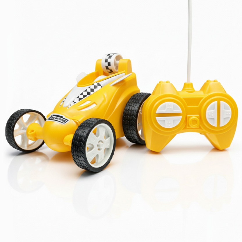 COMERCIO Remote Control Stunt Vehicle 360° Rotating Rolling Radio Electric Racing Car(Yellow)