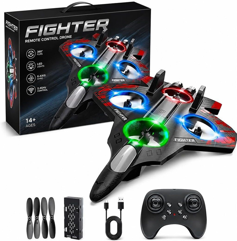 TECHEL Fighter Jet RC Plane for Kids – 2.4GHz Remote Controlled Fighter Airplane X25(Multicolor)