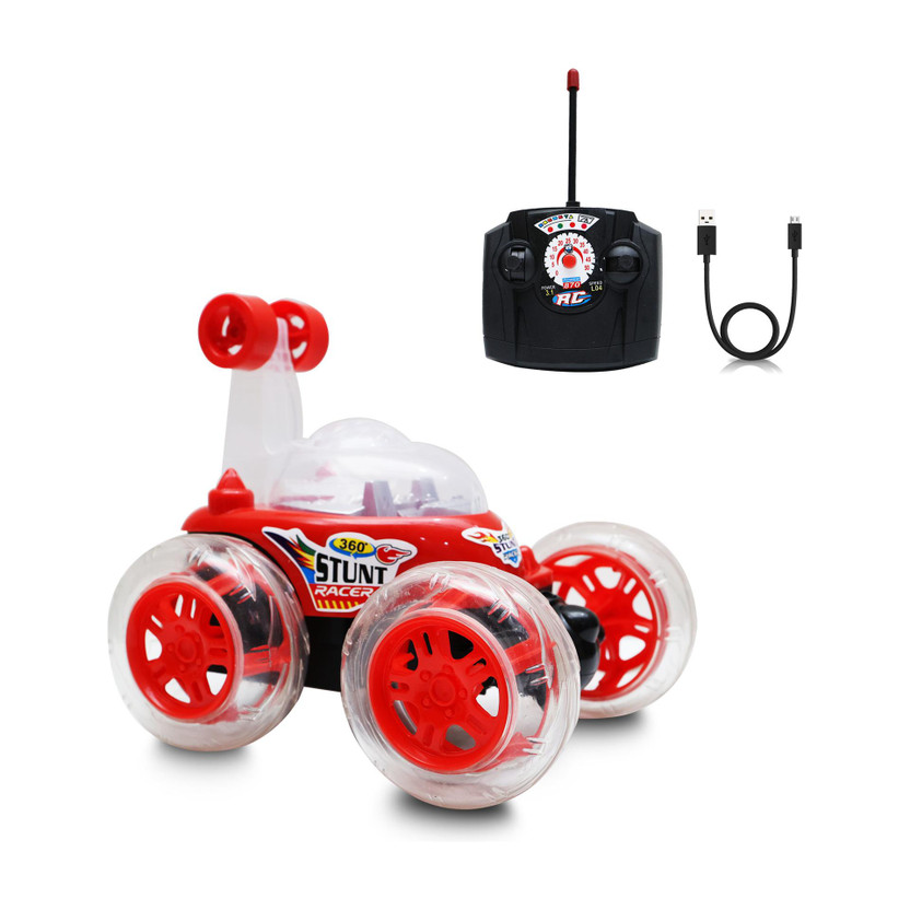 Wonder Wonder 360° Spin & Stunt RC Racer–LED Light-Up Remote-Control Car with Music & Flip Car(Red) - Flipkart Deal