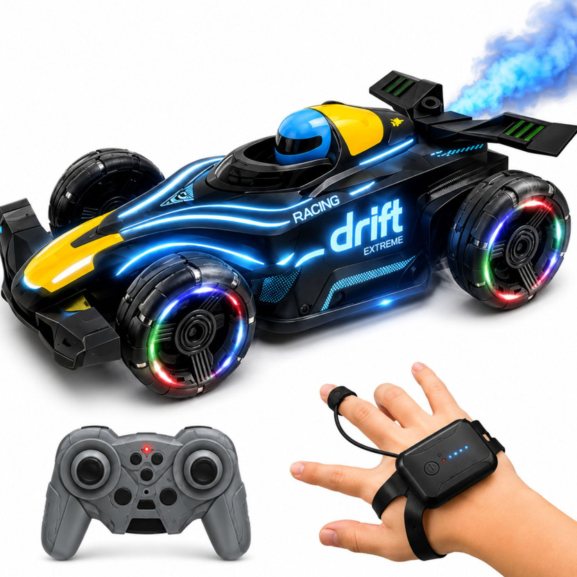 srikash 4x4 Formula F1 RC Drift Smoke Car Toy 4WD 2.4GHz Hand Sensor Gesture Lights(Multicolor)