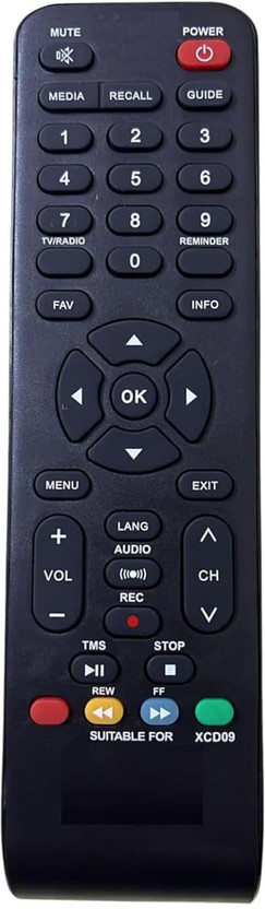 LUNAGARIYA Compatible Remote for Sun DTH Direct Set Top Box with Media Button Remote Controller(Black)