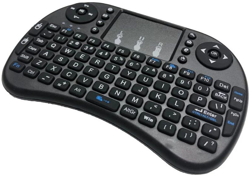 ROCKTECH Wireless Mini Keyboard with Touchpad and LED Backlight - 3-in-1 Multi-device Keyboard Remote Controller(Black)
