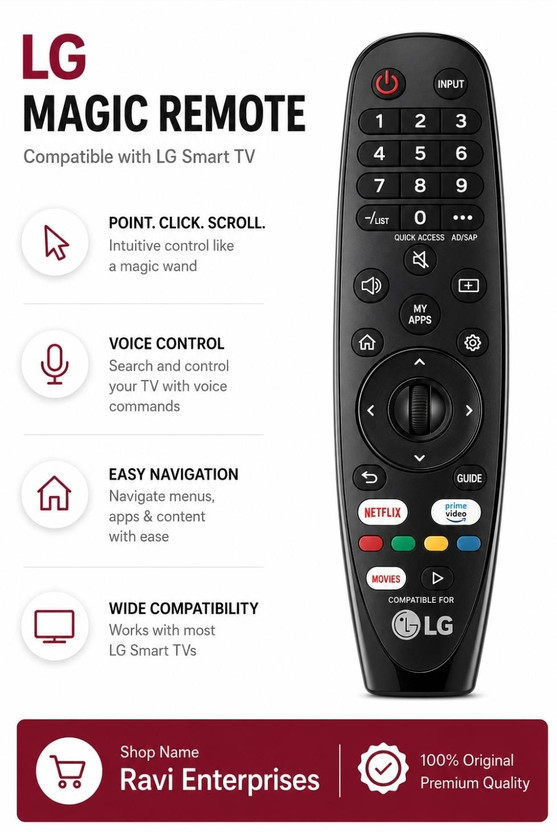RM  MAGIC REMOTE LG Remote Controller(Black)