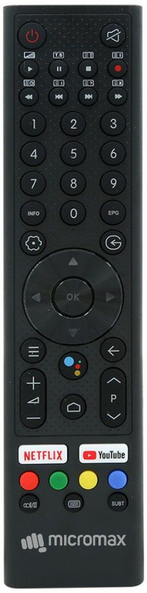 Ethereal LED or LCD TV Compatible with Micromax 4k Smart Televisions Universal Original Remote Controller(Black)