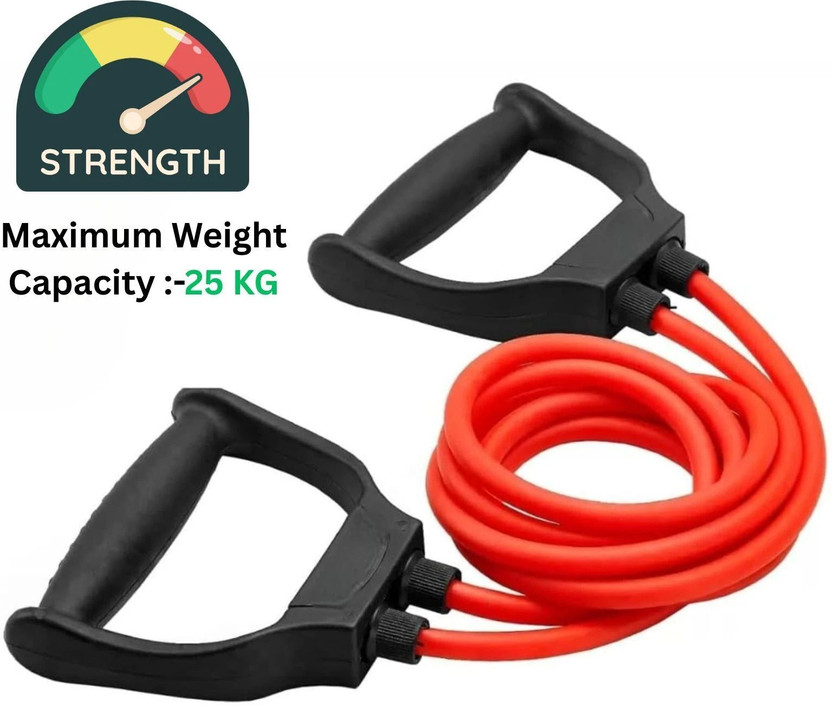 Shopeleven Pull rope Rubber Band Resistance Tube for Workout Exercise(Pack of 1,Multicolor) Resistance Tube(Red, Multicolor)