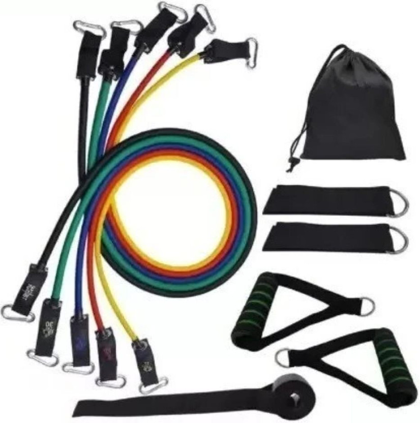 ZEENVO ZEENVO 11Pc Bands Elastic Rubber Rope Sport Expander Bodybuilding-G85Ressi619 Resistance Tube(Multicolor) - Flipkart Deal