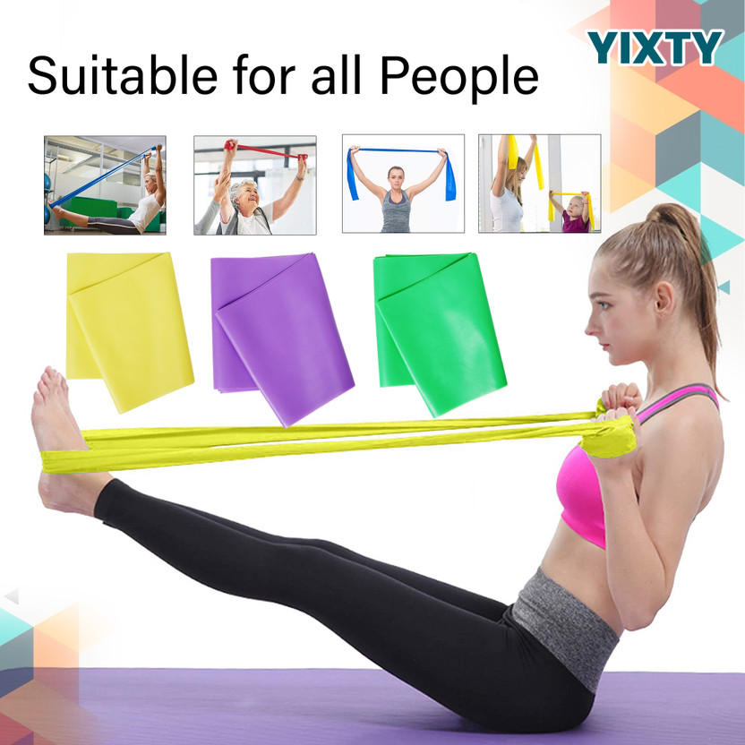 QUICK FIT 3 Pack Physical Therapy Tension Band Recovery Band Workout Strength Training Resistance Tube(Yellow, Green, Purple)