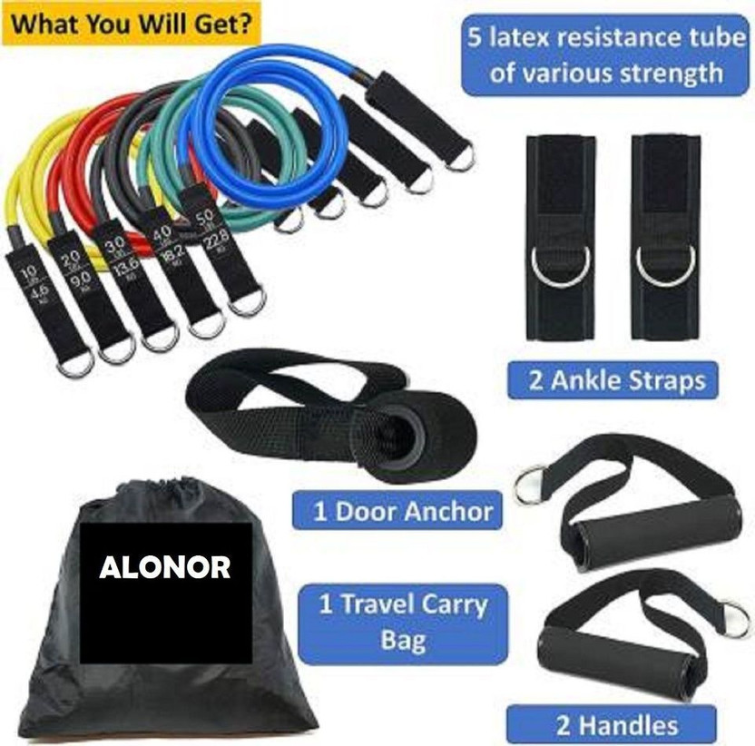 ZEENVO Bands Setfor Men & Women (11Pcs) Ressi-C18Ressi196 Resistance Tube(Multicolor)
