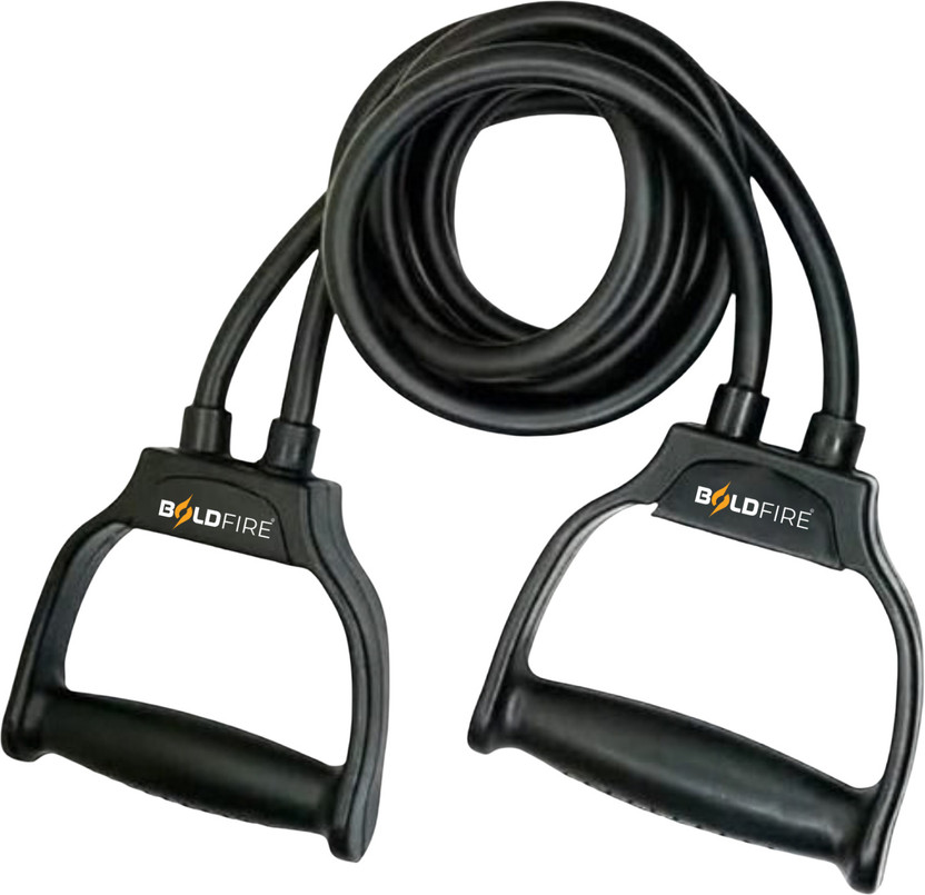 BoldFire Double Toning Tube,Exercise & Stretching Resistance Band for Men & Women Resistance Tube(Black)
