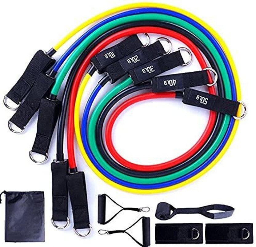 Adhunyk Adhunyk 11 in 1 Exercise band for Home Workout,Chest Expander, Shoulder Resistance band Resistance Tube(Black) - Flipkart Deal
