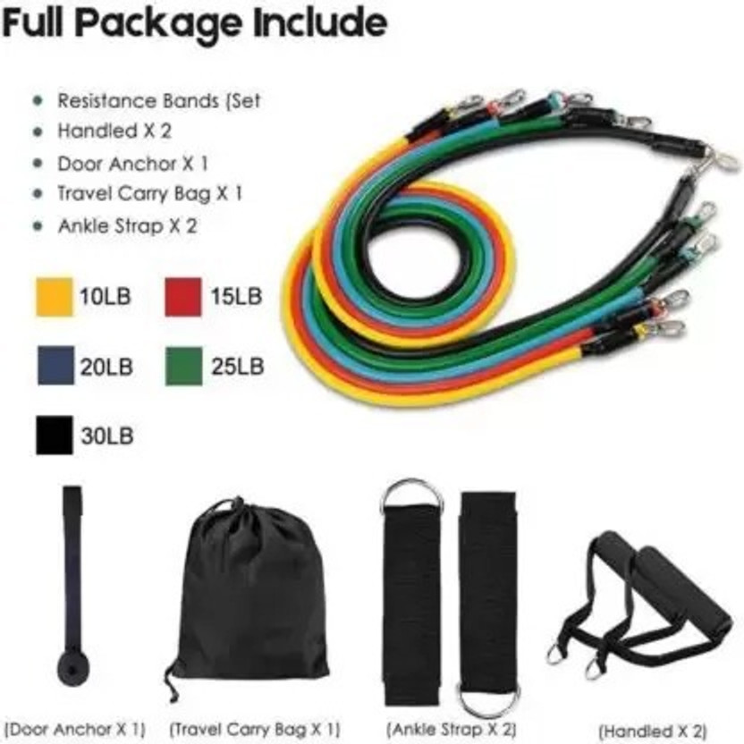 SISODIYA ENTERPRISE Home GYM Extreme Workout Fitness Strength Training Power Resistance Bands Resistance Tube(Multicolor)