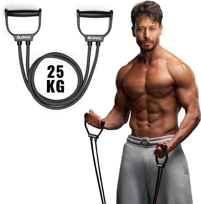 SLOVIC Exercise & Stretching Resistance Band Set For Men & Women Workout Heavy Resistance Tube(Black)