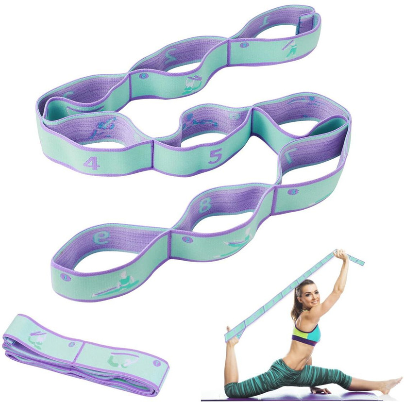 IVYLA 10 Loop Yoga Stretching Strap | Elastic Flexibility Band for Pilates Gym Resistance Tube(Multicolor)