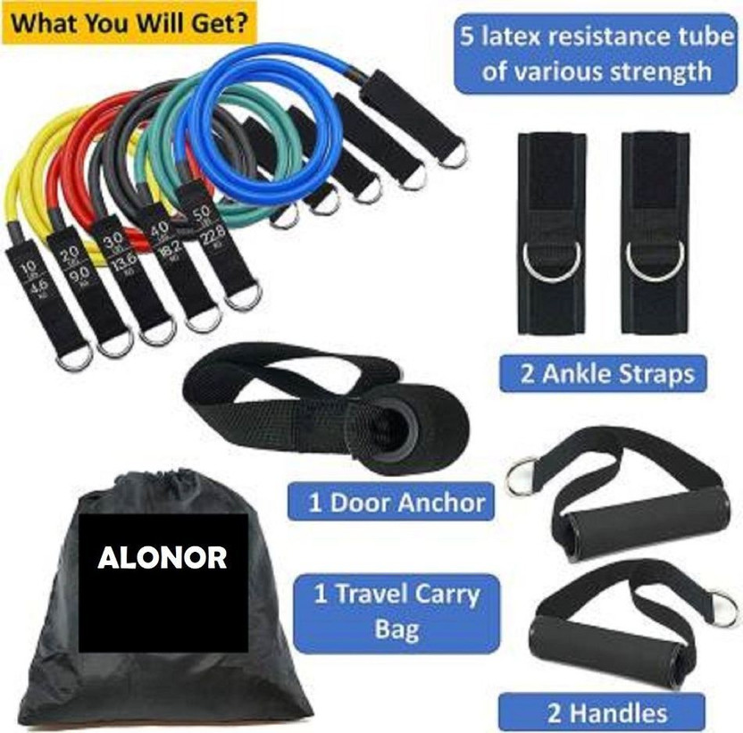 ZEENVO Bands Setfor Men & Women (11Pcs) Ressi_E18Ressi374 Resistance Tube(Multicolor)