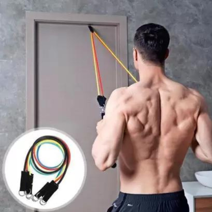 fashion avenzy Resistance Bands Set Tubes for Fitness Home Gym Workout Resistance Tube Resistance Tube(Yellow, Green, Black, Red)