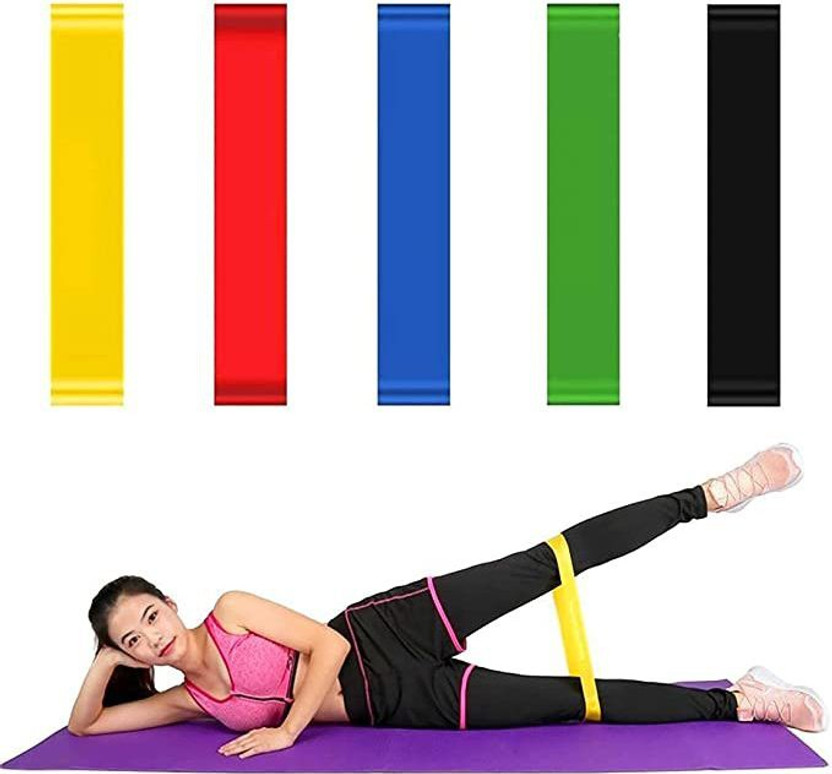TINSUHG Set of 5 Bands for ,Stretching,Home Fitness,Yoga Resistance Tube (Multicolor) Resistance Tube(Multicolor)