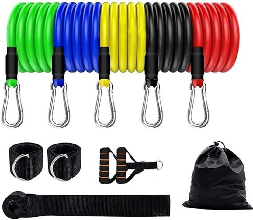 Vilil 11 pcs Resistance Band Set (As Per Image)(Natural Rubber) Resistance Tube(Multicolor)