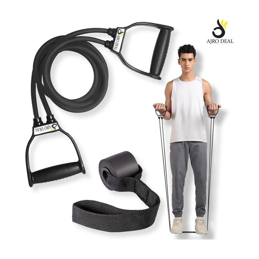 AJRO AJRO DEAL Double Toning Tube Exerciser Fitness Pulling Rope Resistance Tube(Black) - Flipkart Deal