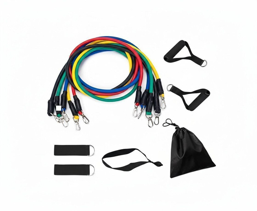 xwipe Gym Power Resistance Band Set for Workout 112x02x02 CM 11 Pieces (RB-11) Resistance Tube(Multicolor)