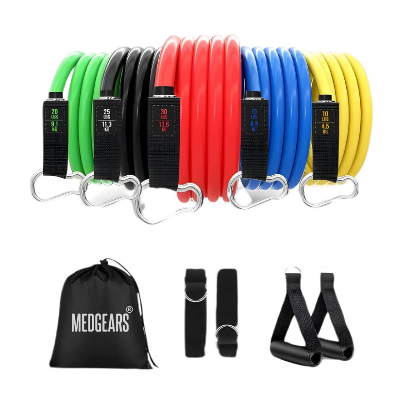 MEDGEARS Resistance Bands Set for Home Workout & Gym,5 Levels of Bands with Handles Resistance Tube(Multicolor)