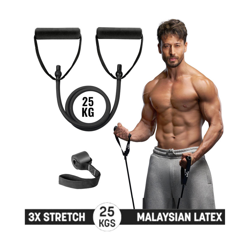 SLOVIC SLOVIC Gym Latex Tube With Foam Handles & Door Anchors For Stretching Excersise(25KGS) Resistance Tube(Black) - Flipkart Deal