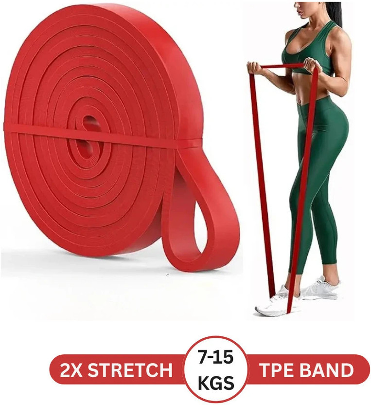 GJSHOP Rubber Exercise Resistance Loop Band Yoga Strap Theraband Fitness Band(Red, Pack of 1)
