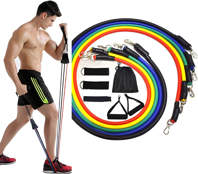 EBLOOMING Set of 11 Resistance Tube Perfect for Toning & Home Workout Resistance Tube(Set of 11 Resistance Tube)