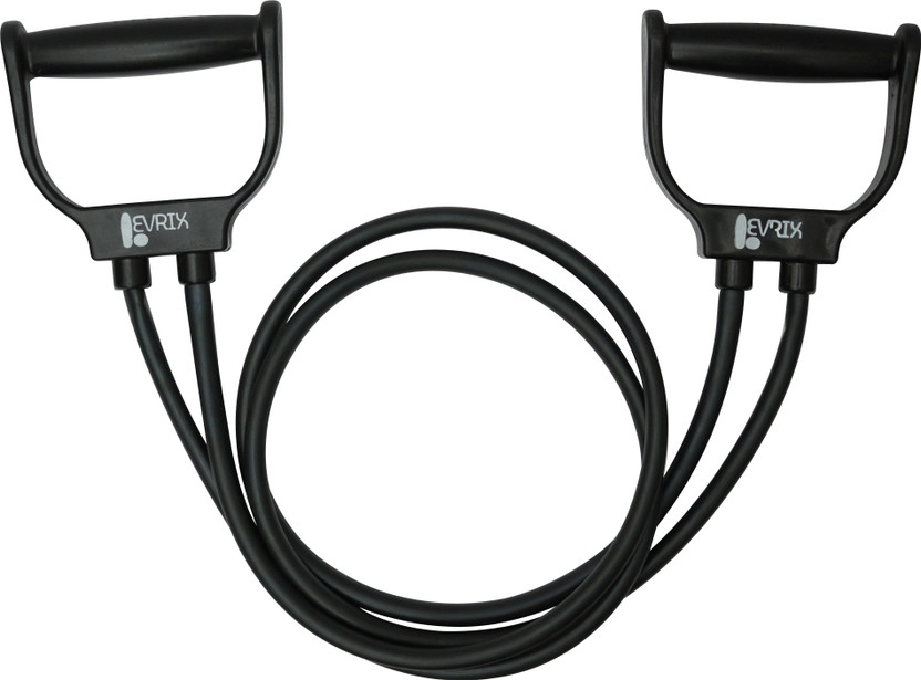 LEVRIX Resistance Tube Band with Handles for Strength Training Workout Resistance Tube(Black)