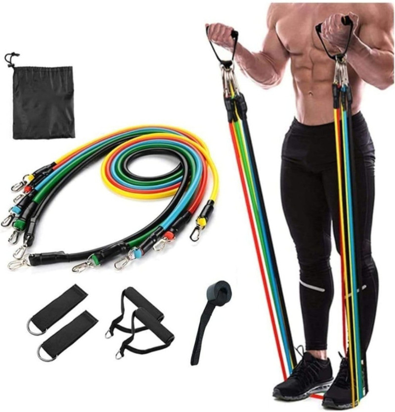ZDMK Collection Resistance Bands Set,11 pcs Set of Exercise Bands Include 5 Different Levels Resistance Tube(Multicolor)