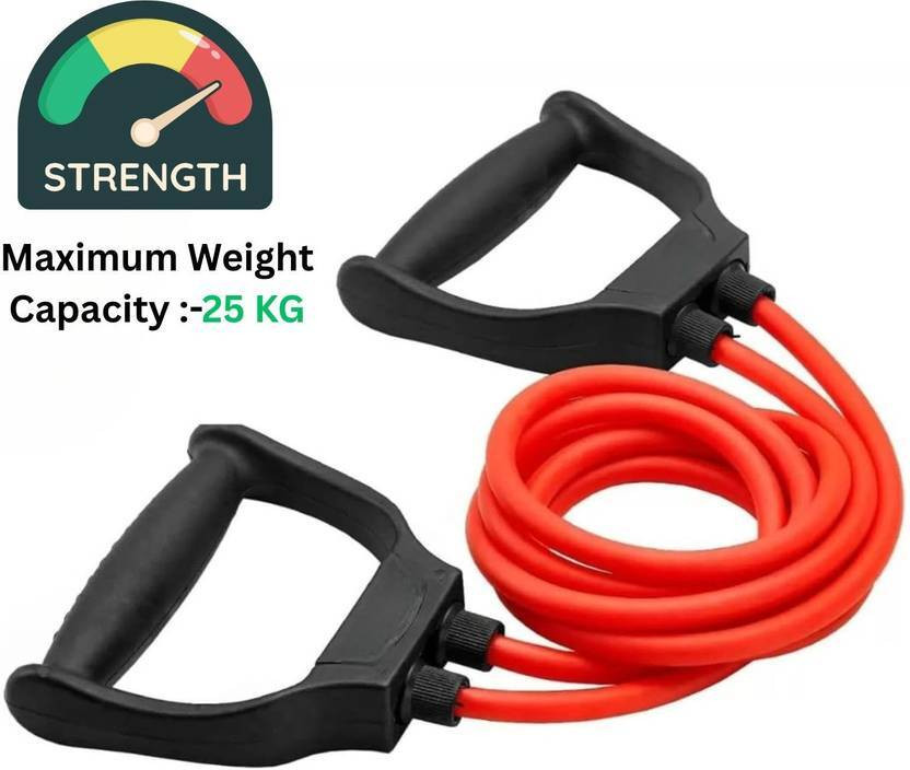 Shopeleven Comfortable handle long time exercising at home gym extreme tensile toning tube Resistance Tube(Red)