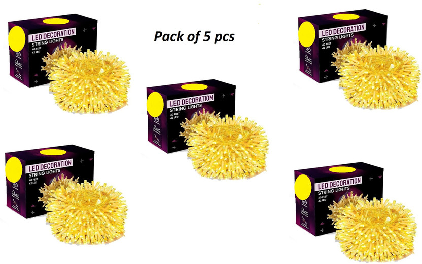 SV SV GLOBAL 42 LEDs 15 m Yellow Steady Ball Rice Lights(Pack of 5) - Flipkart Deal