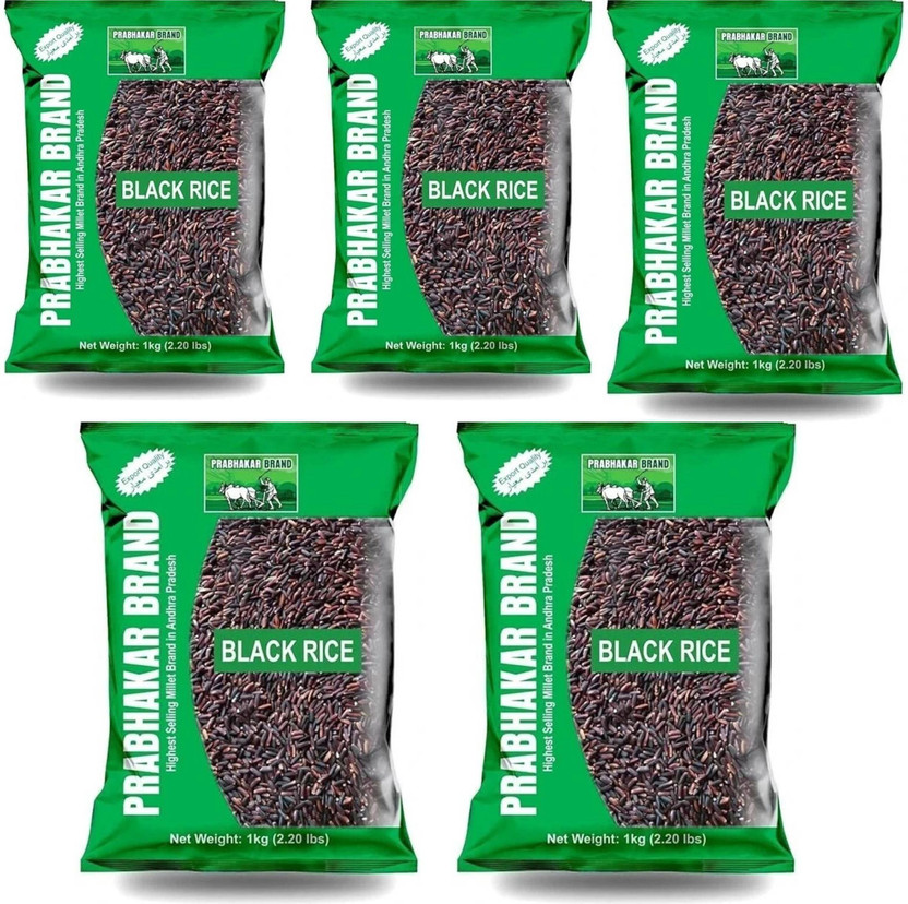 Prabhakar Brand Black Rice Black Everyday Rice (Medium Grain, Unpolished)(5 kg)