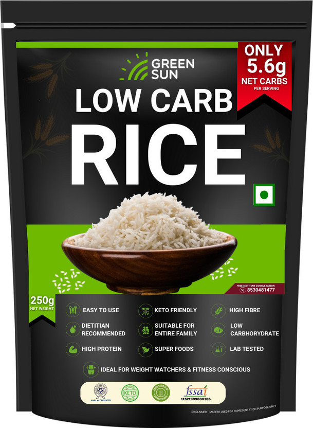 GREEN SUN Low Carb | Keto | Healthy Food| Super Food|Diet Food Plain Rice (Small Grain)(0.25 kg)