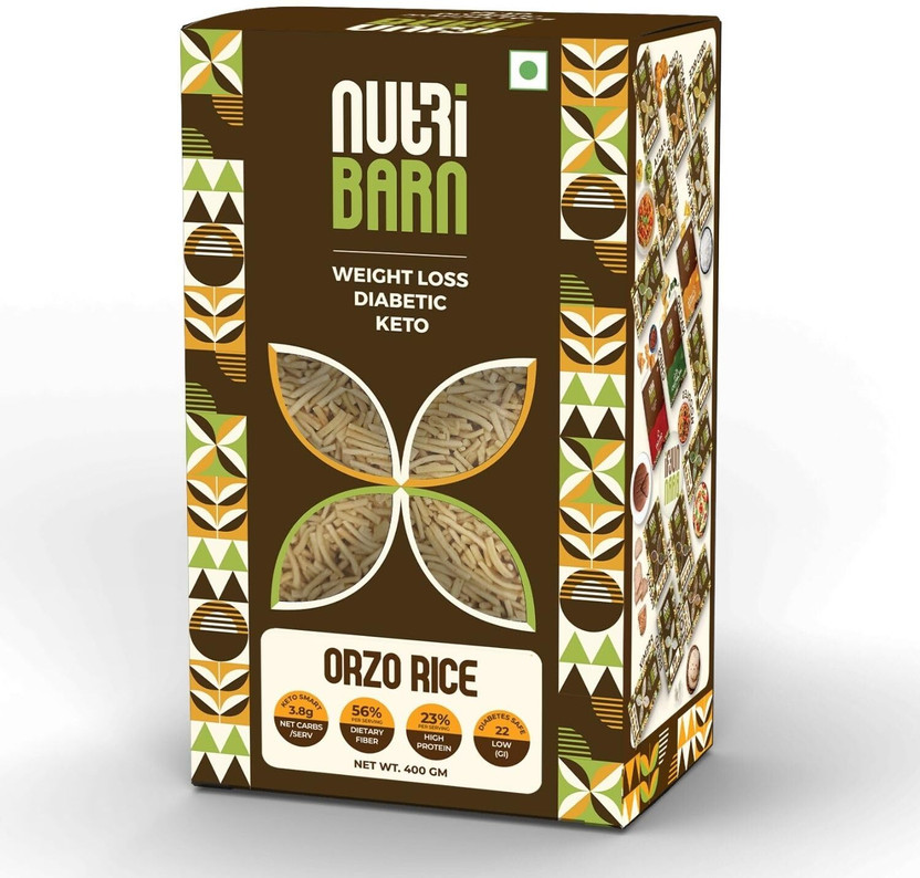 nutribarn High Protein Low Carb Orzo Rice, 23% Protein, Rice(0.4 kg)