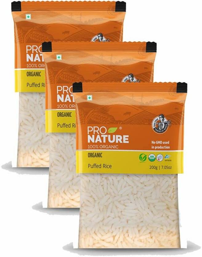 Pro Nature 100 Organic Puffed Rice,Pack of 3 Red Puffed Rice Price in
