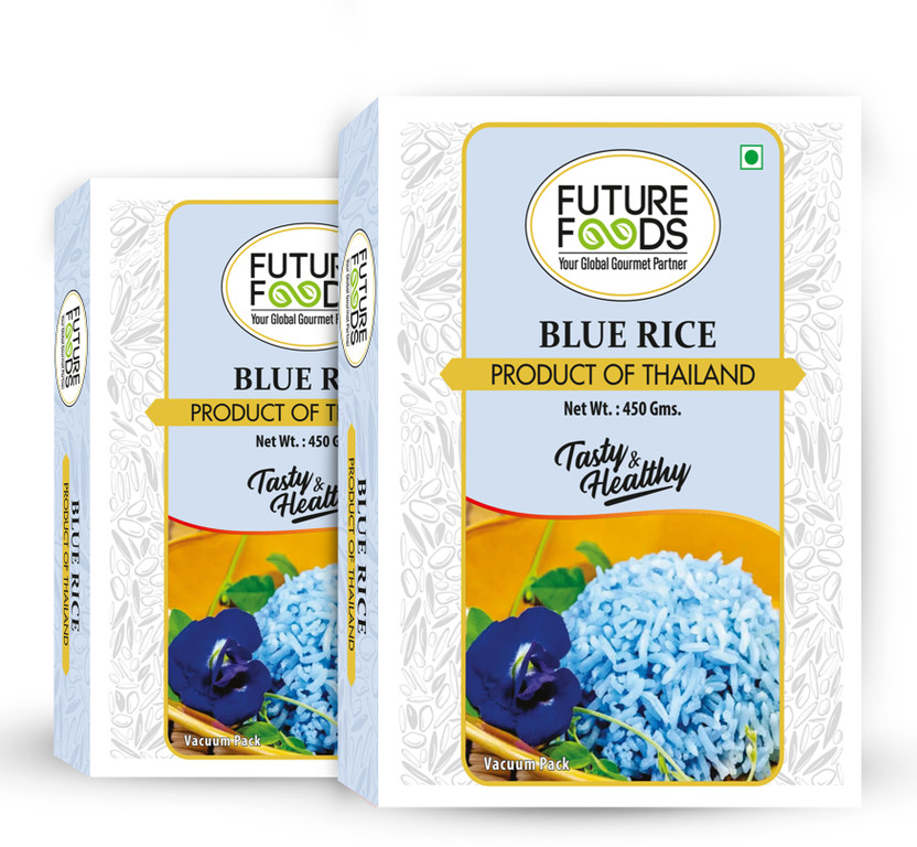 Future Foods Blue Rice - Combo of Thai Jasmine & Blue Butterfly Pea Flower Pack of 2 Raw Rice (Long Grain, Raw)(0.9 kg)